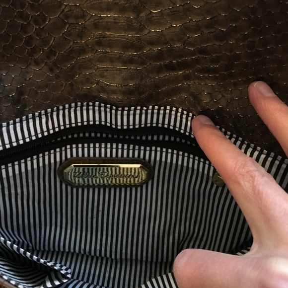 Dark Brown Metallic Snakeskin Clutch Vegan - Picture 3 of 3